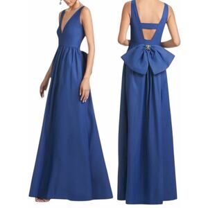 Sachin & Babi Katrina Gown Oversized Bow Back Midnight Blue Size 2